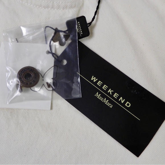 Max Mara Weekend Ginetta Wide Leg Cropped Cotton Denim Pants Jeans NWT Ivory - Picture 3 of 8